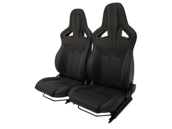 Elite Sports Seat (Heated) Pair XS Black Vinyl - White Stitch - By Exmoor Trim